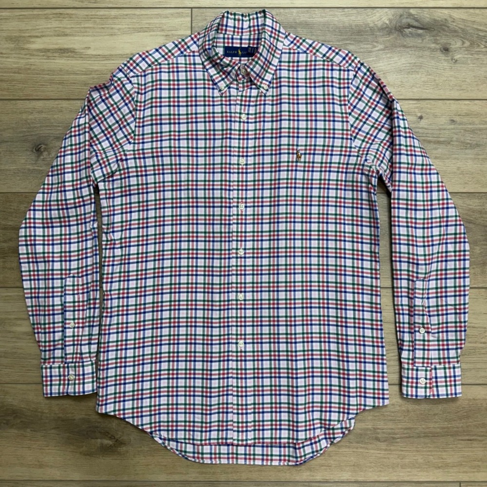 Polo Ralph Lauren Mens Medium Multi Color Tattersall Check Button Down Shirt M